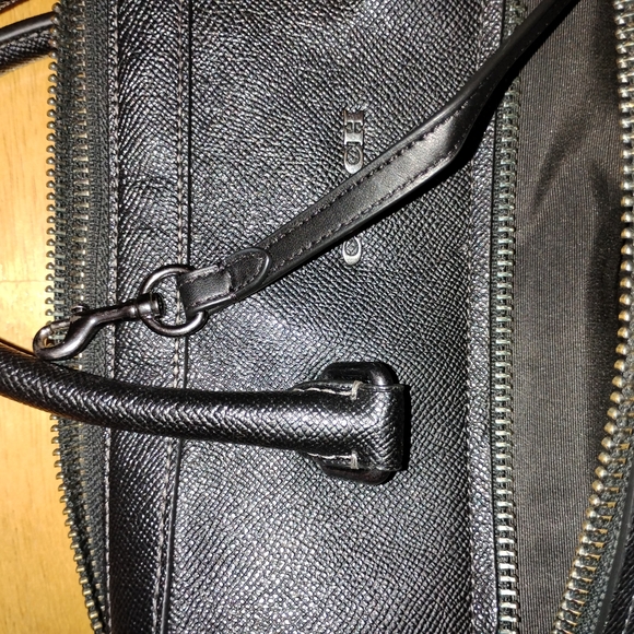 Coach Ethan Slim Pebbled Black Leather Briefcase with Shoulder Strap - Picture 11 of 16
